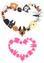 Heart shaped dogs border set