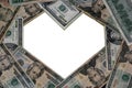 Heart-shaped dollar frame Royalty Free Stock Photo