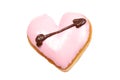 Heart Shaped Donut Isolated on a White Background Royalty Free Stock Photo