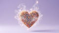 Heart-shaped donut with sprinkles and smoke effect Royalty Free Stock Photo