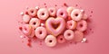 Heart shaped donut. Valentine\'s Day in February. Decorations for the day of love. Valentine Strawberry