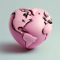 Heart shaped earth globe for environmental protection and Valentine romance concept, Generative AI