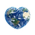 Heart shaped earth isolated on transparent background Royalty Free Stock Photo