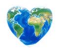 Heart Shaped Earth Isolated Royalty Free Stock Photo