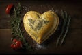 heart-shaped empanada filled with cheese and herbs Royalty Free Stock Photo