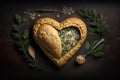 heart-shaped empanada filled with cheese and herbs Royalty Free Stock Photo