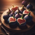 Heart-shaped figs. White background. Insulation. Generative AI Royalty Free Stock Photo