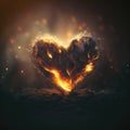 Heart Shaped fire background on valentine`s day. Royalty Free Stock Photo