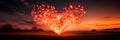 Heart-Shaped Fireworks: A fireworks display in the shape of a heart lighting up the night sky. Royalty Free Stock Photo