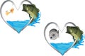 Heart-shaped fishing hooks with internal predator fish