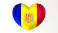 Heart-shaped flag 3D Illustration I love Andorra