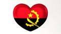 Heart-shaped flag 3D Illustration I love Angola