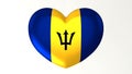 Heart-shaped flag 3D Illustration I love Barbados