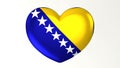 Heart-shaped flag 3D Illustration I love Bosnia and Herzegovina Royalty Free Stock Photo