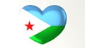 Heart-shaped flag 3D Illustration I love Djibouti