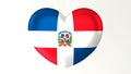 Heart-shaped flag 3D Illustration I love Dominican Republic