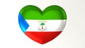 Heart-shaped flag 3D Illustration I love Equatorial Guinea