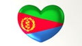 Heart-shaped flag 3D Illustration I love Eritrea