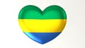 Heart-shaped flag 3D Illustration I love Gabon