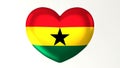 Heart-shaped flag 3D Illustration I love Ghana