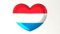 Heart-shaped flag 3D Illustration I love Luxembourg