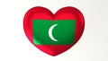 Heart-shaped flag 3D Illustration I love Maldives