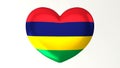 Heart-shaped flag 3D Illustration I love Mauritius
