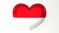Heart-shaped flag 3D Illustration I love Monaco