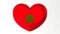 Heart-shaped flag 3D Illustration I love Morocco