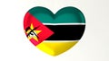 Heart-shaped flag 3D Illustration I love Mozambique