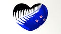 Heart-shaped flag 3D Illustration I love New Zealand