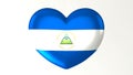 Heart-shaped flag 3D Illustration I love Nicaragua