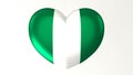 Heart-shaped flag 3D Illustration I love Nigeria