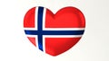 Heart-shaped flag 3D Illustration I love Norway