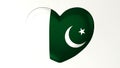 Heart-shaped flag 3D Illustration I love Pakistan