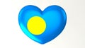 Heart-shaped flag 3D Illustration I love Palau