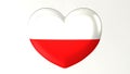 Heart-shaped flag 3D Illustration I love Poland