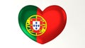 Heart-shaped flag 3D Illustration I love Portugal