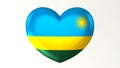 Heart-shaped flag 3D Illustration I love Rwanda