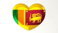 Heart-shaped flag 3D Illustration I love Sri Lanka