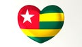 Heart-shaped flag 3D Illustration I love Togo