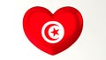 Heart-shaped flag 3D Illustration I love Tunisia