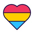 Outline Flag Heart Pansexual Pride Icon