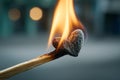 Heart-Shaped Flame on Matchstick with Soft Background and Blurred Lights in a Cozy Setting Royalty Free Stock Photo