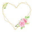 Heart shaped floral watercolor hand drawn raster frame