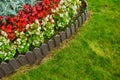 Heart-shaped flower garden in a public Park. Many flowers planted in the shape of a heart. Symbol of love in the Park Royalty Free Stock Photo