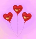 Heart shaped foil balloons on pink background