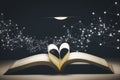 Heart-shaped folding book in the golden bokeh backdrop, Concept ideas for reading and love, soft-focus bokeh background,Concept Th Royalty Free Stock Photo