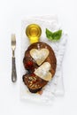 Heart shaped food. delicious ravioli. freshly homemade. on a boa Royalty Free Stock Photo