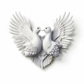 A heart-shaped formation by two white doves, symbolizing unity, peace, and the shared bond of love